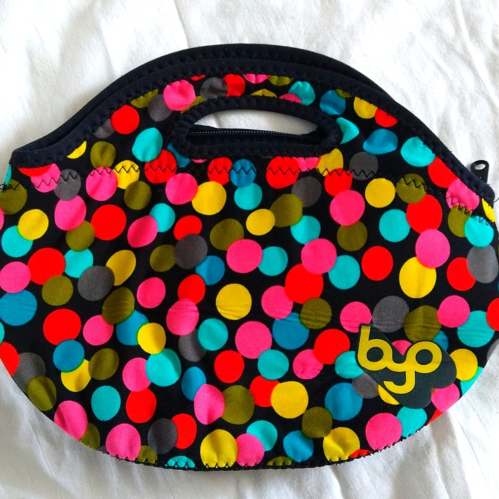 byo Lunch & Wet Suit Bag For Beach or Travel in Neon Pokadots